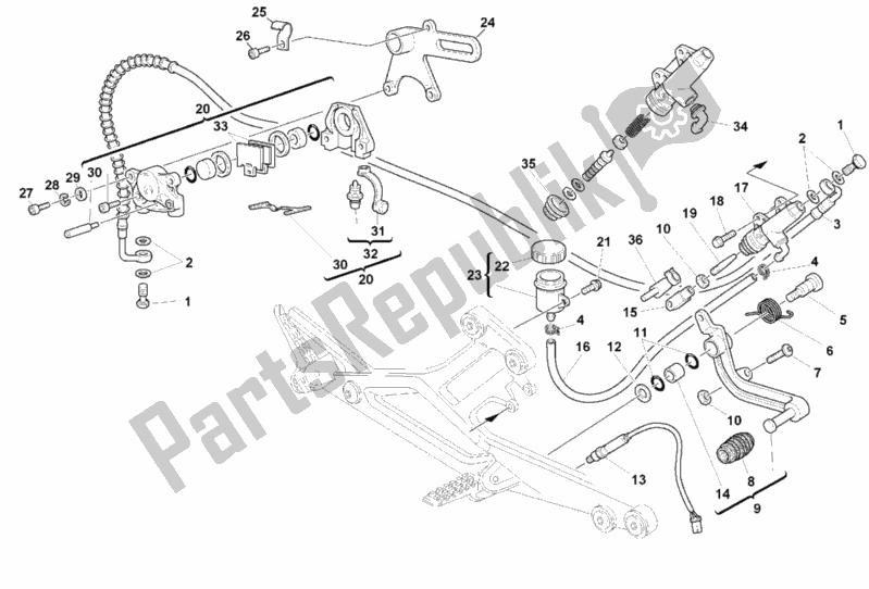 All parts for the Rear Brake System of the Ducati Monster 600 City 1999